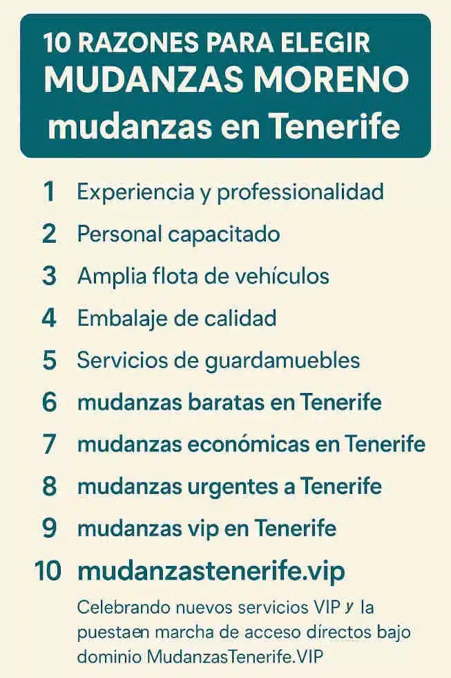 10 Razones para Elegir MudanzasTenerife.VIP